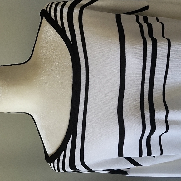 Cato white with black stripes wide neck 3/4 sleeve sweater NWT - Picture 4 of 11